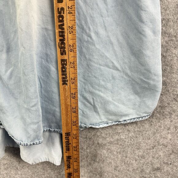 Cato Blue Chambray Top Shirt Womens 22/24 Light Distressed Wash Cuffed Button* - Picture 11 of 14